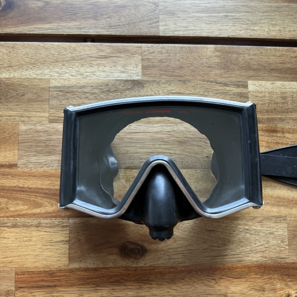 VTG Dacor Tempered Glass Dive Mask 18-8 Stainless Steel Wrap Around Japan READ*
